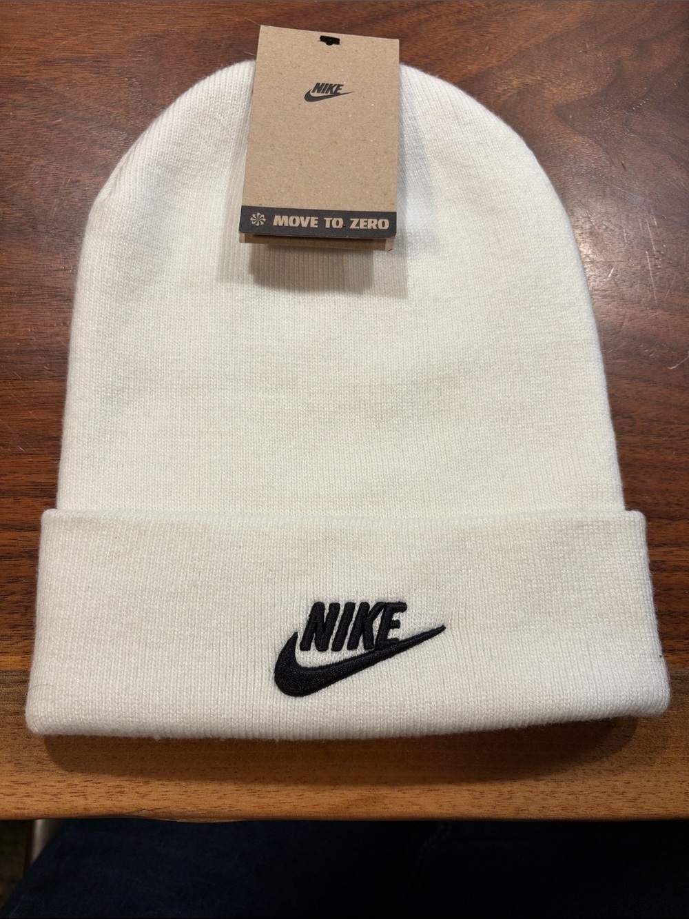 Nike White Beanie with Black Embroidered Swoosh